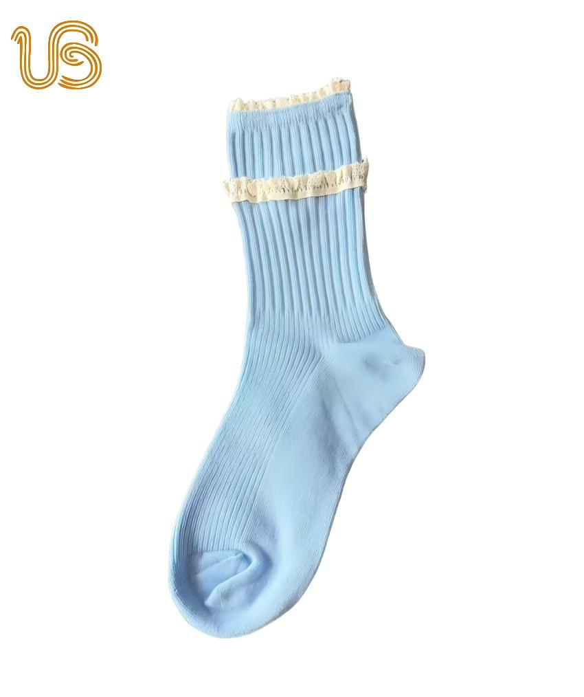 Women's Fashion Lace Sock Comb Cotton Crew Women Sock
