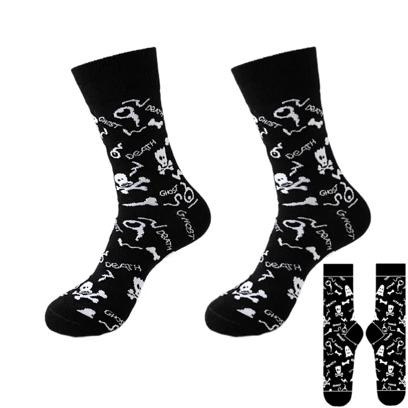 Meias Curtas de Algodão Preto Estampadas 3