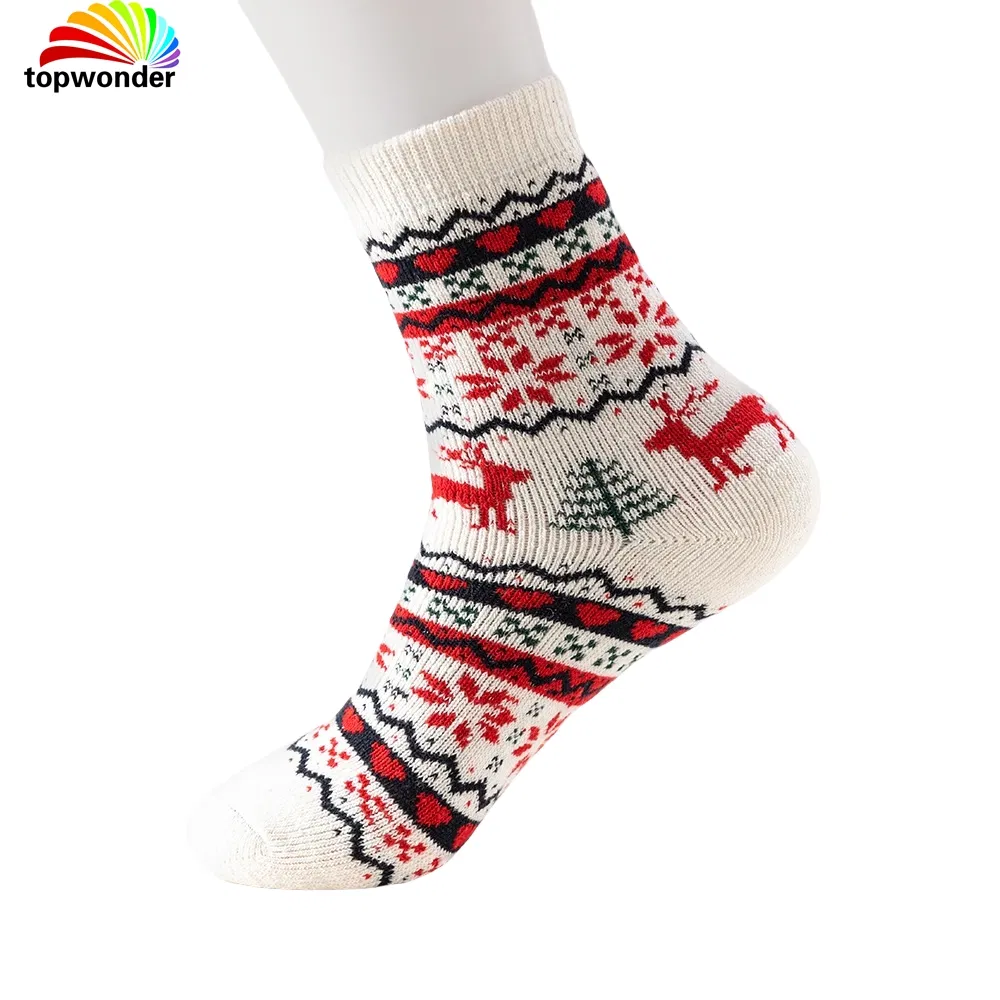 Meia Térmica Grossa de Inverno com Design de Rena de Natal 7