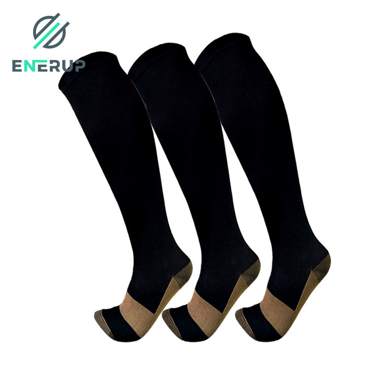 Meias de Compressão Altas de Tornozelo com Reforço de Dedo, Nylon, Spandex, Controle de Umidade, Enerup