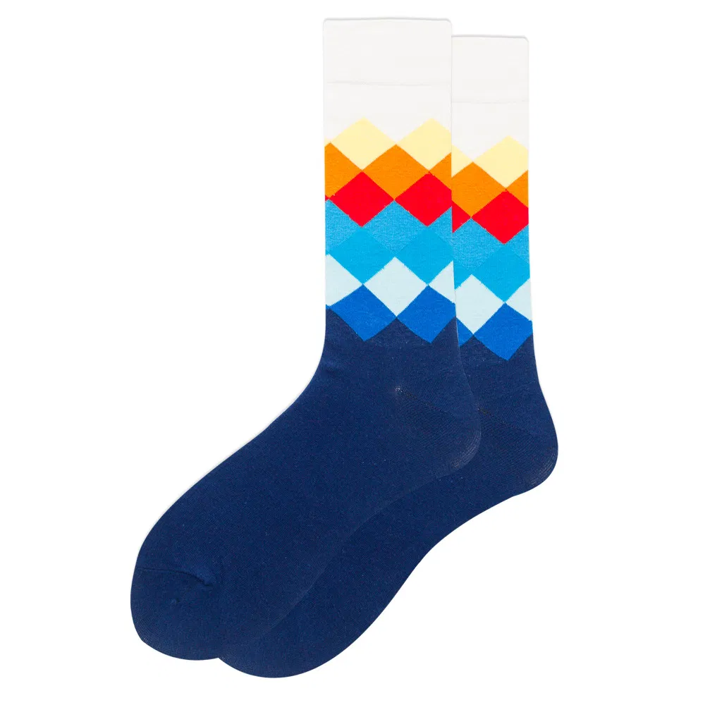 Meias de Moda Felizes Personalizadas Coloridas de Algodão e Bambu Elegantes e Frescas para Homens, Meias de Vestir para Homens