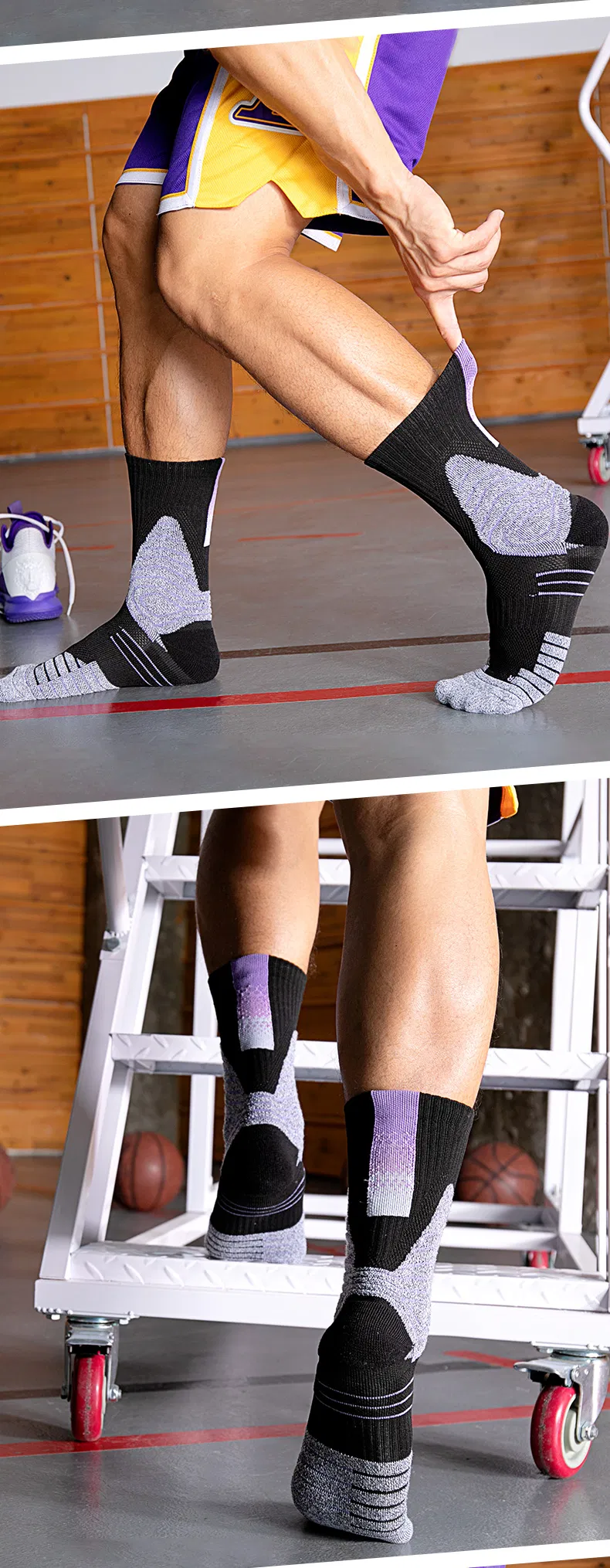 Gy9-3369L Meias Esportivas de Calf Médio para Adultos