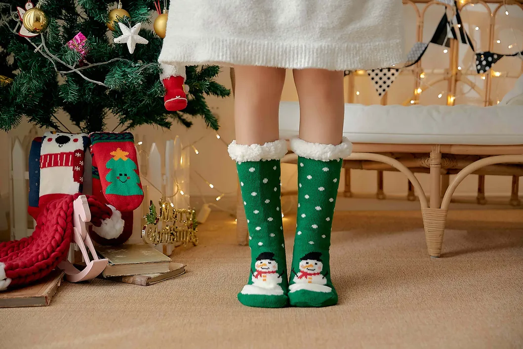 Meias de Inverno Quentes de Lã Fofas de Acrílico Confortáveis para o Natal em Cabana de Sherpa para Uso Interno