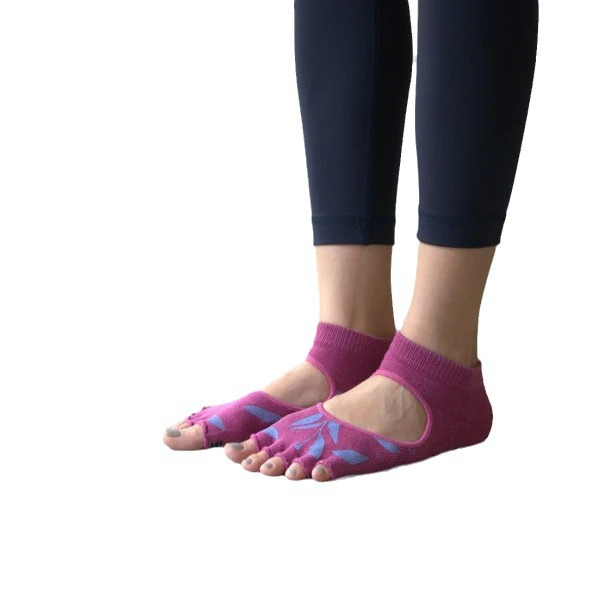 Xianghui estampado Hoop Sole Pilates exercício feliz Yoga dedo Meias flip Flop