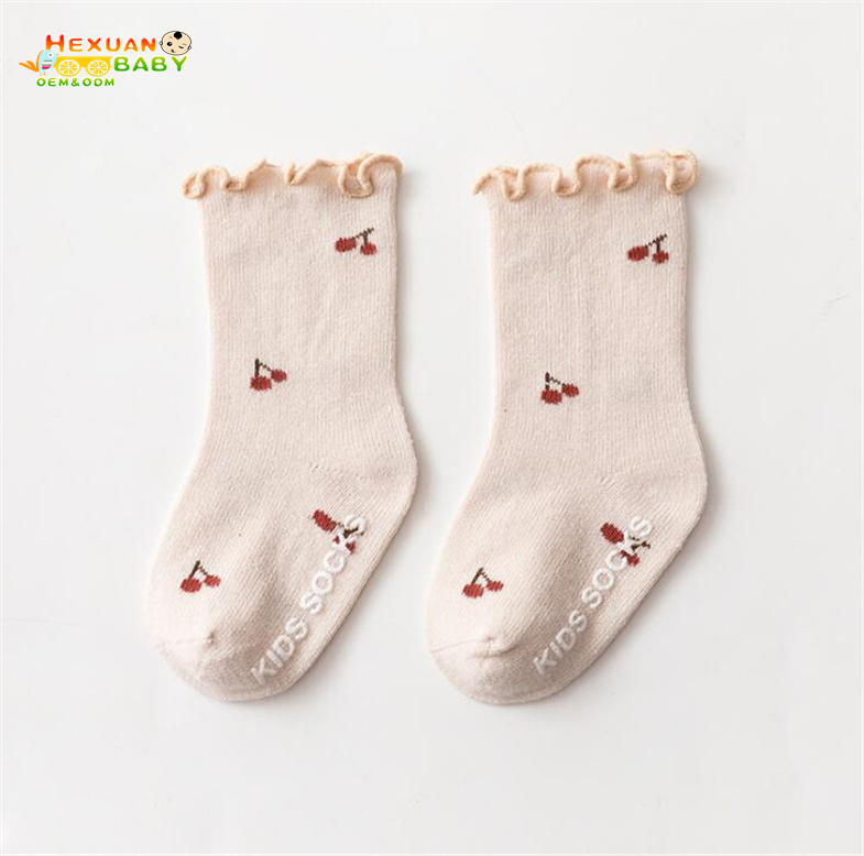 Meias de Tricô Fofas para Meninas Bebês, Meias Casuais de Verão para Bebês com Solas de Borracha Antiderrapantes, Cano Alto em Algodão Respirável para Crianças Pequenas