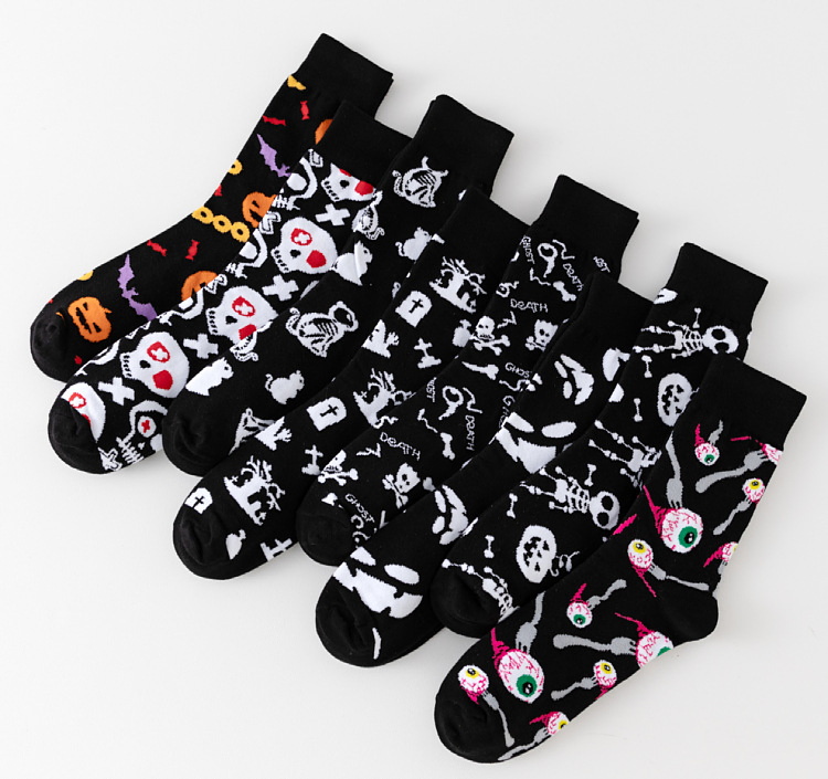 Customizable Black Cool Patterns Printed Pure Cotton Short Socks