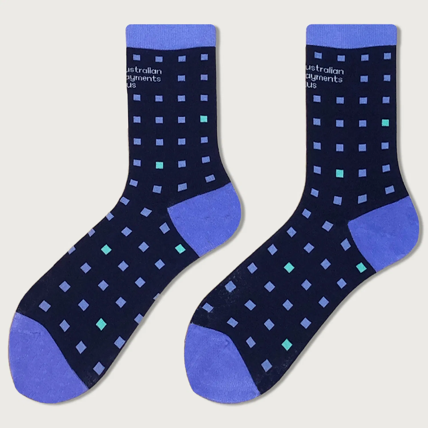 Meias de Algodão com Padrão de Pontos em Azul Marinho, Personalizadas para Negócios, Casuais e para Vestir até o Meio da Panturrilha