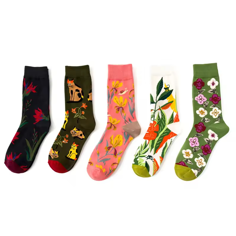 Meias de Algodão Personalizadas para Mulheres, Respirável, Engraçadas, Inspiradas em Frutas e Animais Coreanos, Moda de Rua, Estilo Colorido, Primavera