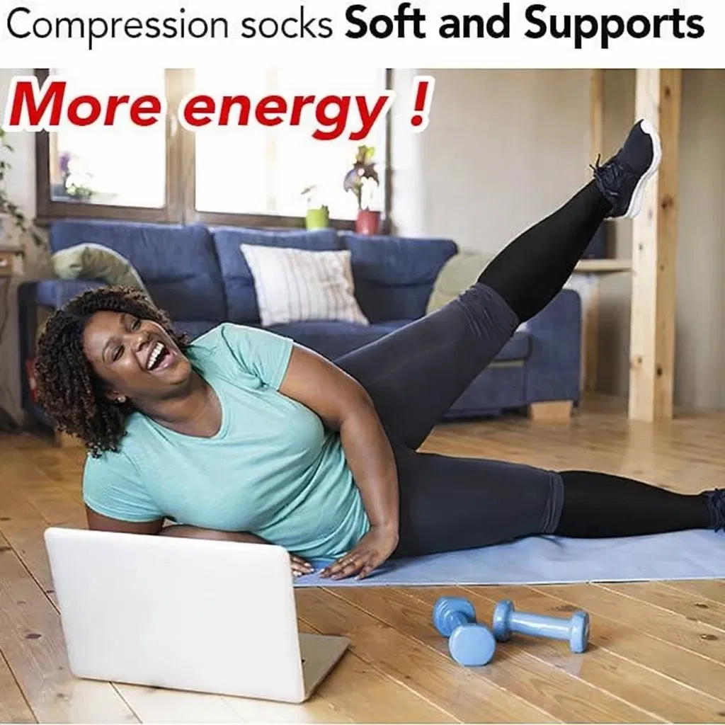 Meias de Compressão Atlética de Alta Elasticidade em Nylon para Esportes ao Ar Livre e Corrida