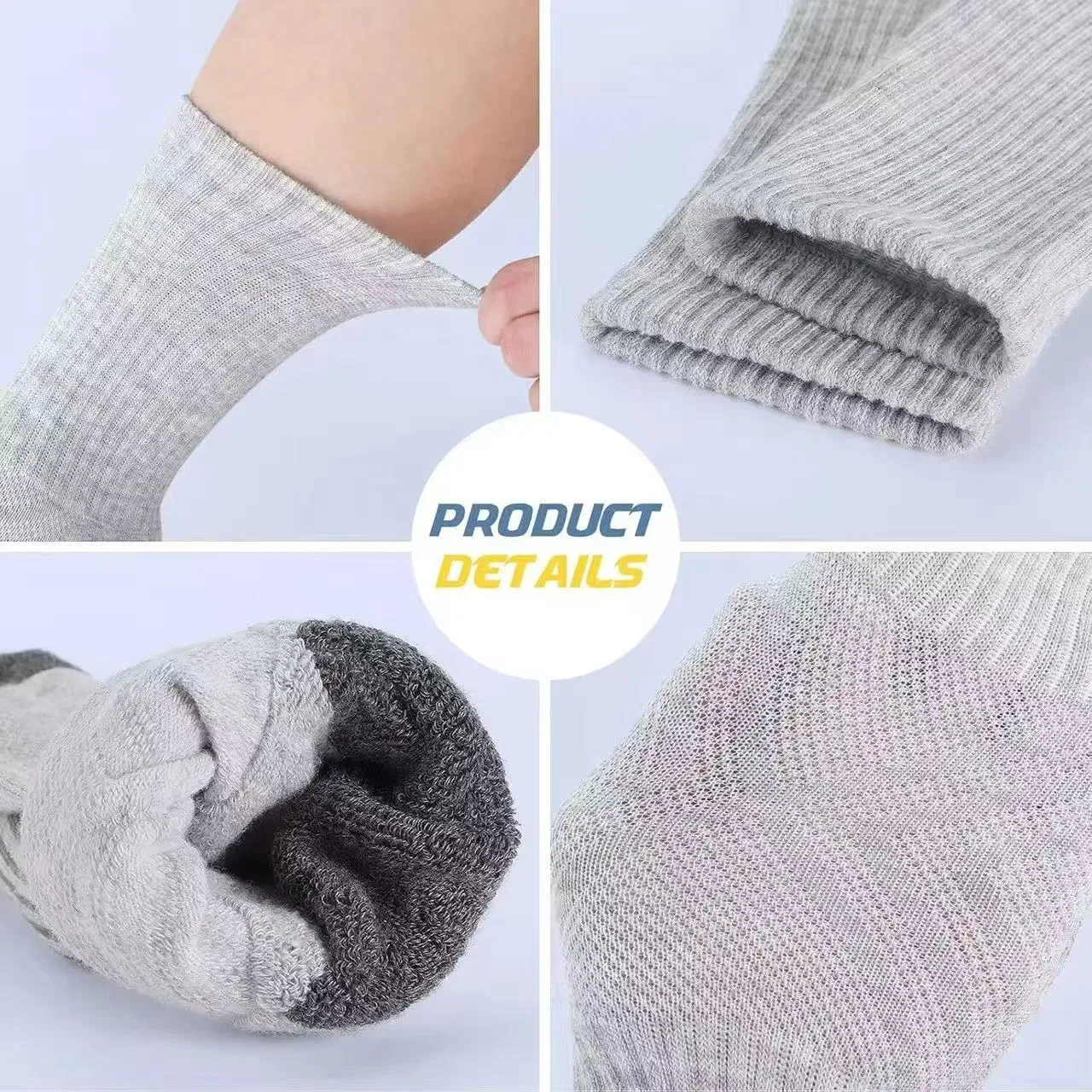 Meias de Crew Esportivas de Bambu Personalizadas para Adultos, Vestido Casual Térmico de Alta Qualidade para Homens