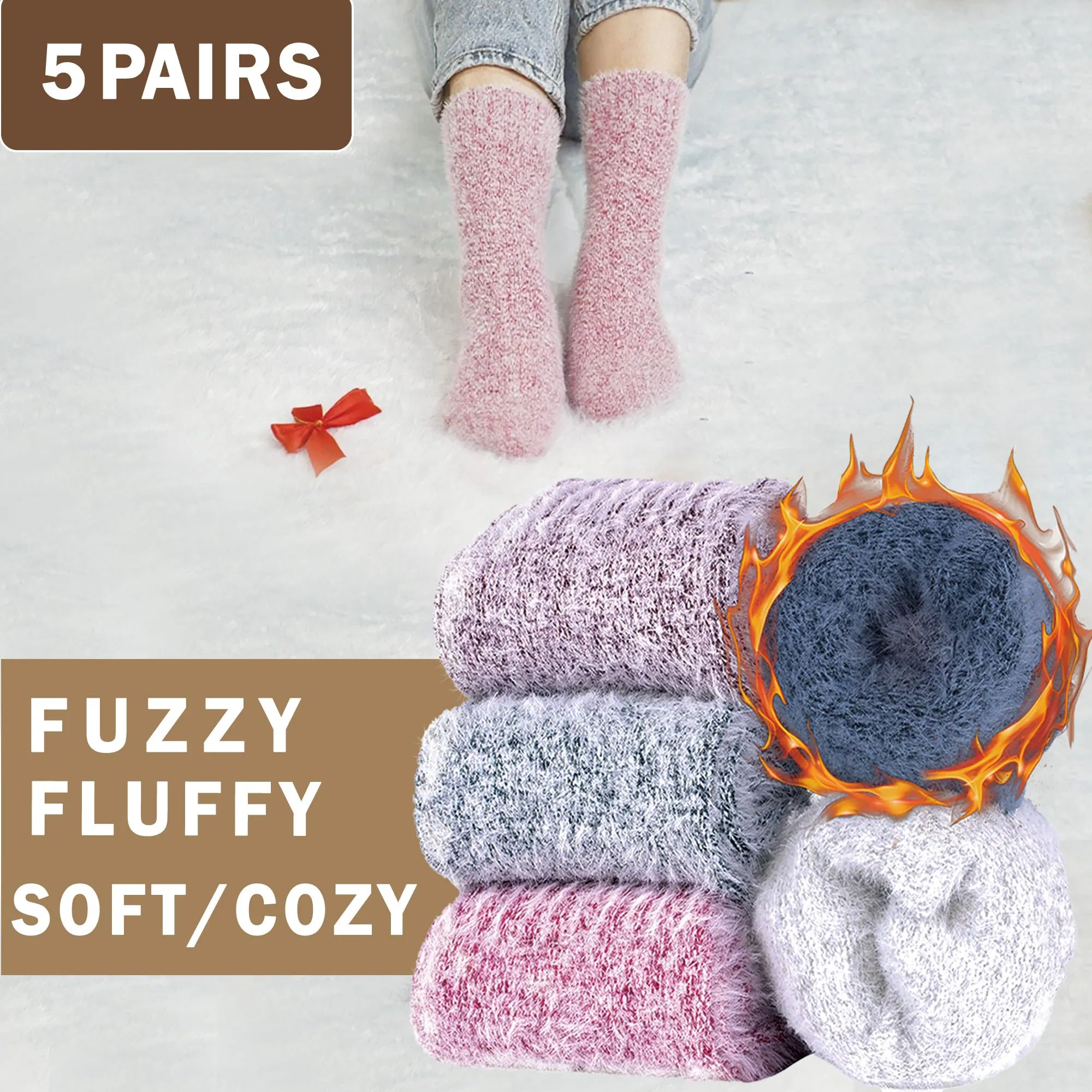 Meias de lã macias e aconchegantes para mulheres, meias casuais para dormir, presentes quentes perfeitos de inverno para mulheres, meias de tornozelo para homens, meias de algodão até a panturrilha
