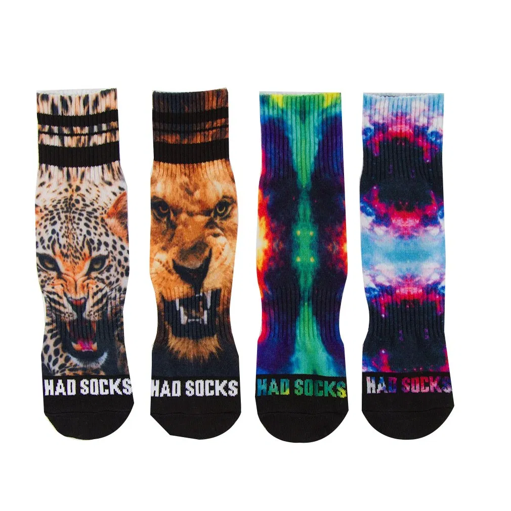 Meias personalizadas de algodão para homens e mulheres com estampa de leopardo por atacado