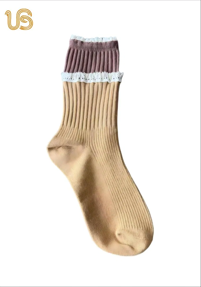 Women's Fashion Lace Sock Comb Cotton Crew Women Sock