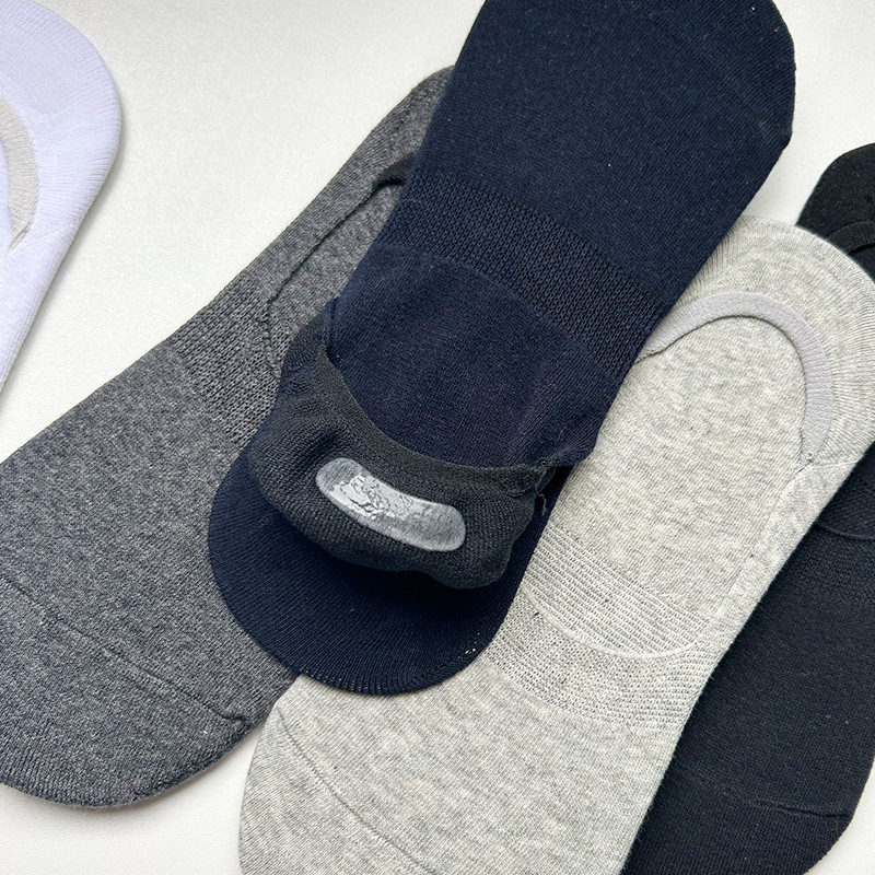 Meias de barco invisíveis de silicone antiderrapantes para homens de verão, meias de algodão respiráveis até o tornozelo