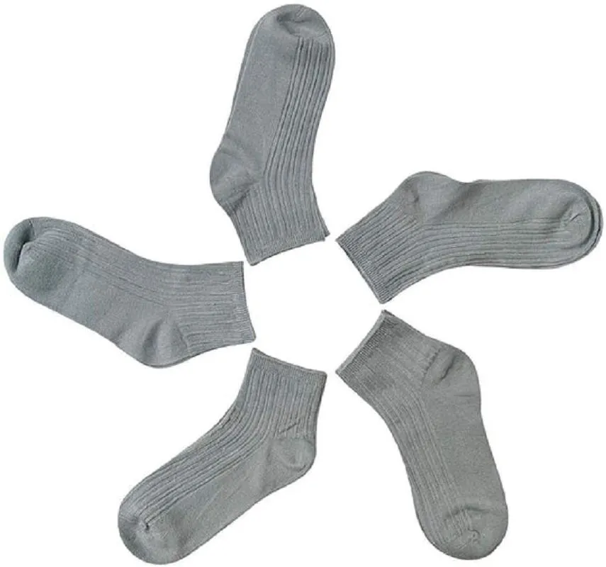 Meias Crew para Crianças em Bambu Stretch Respirável Menino Menina 5 Pares Meias de Esporte Tricotadas