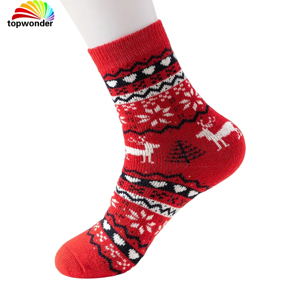 Meia Térmica Grossa de Inverno com Design de Rena de Natal 6