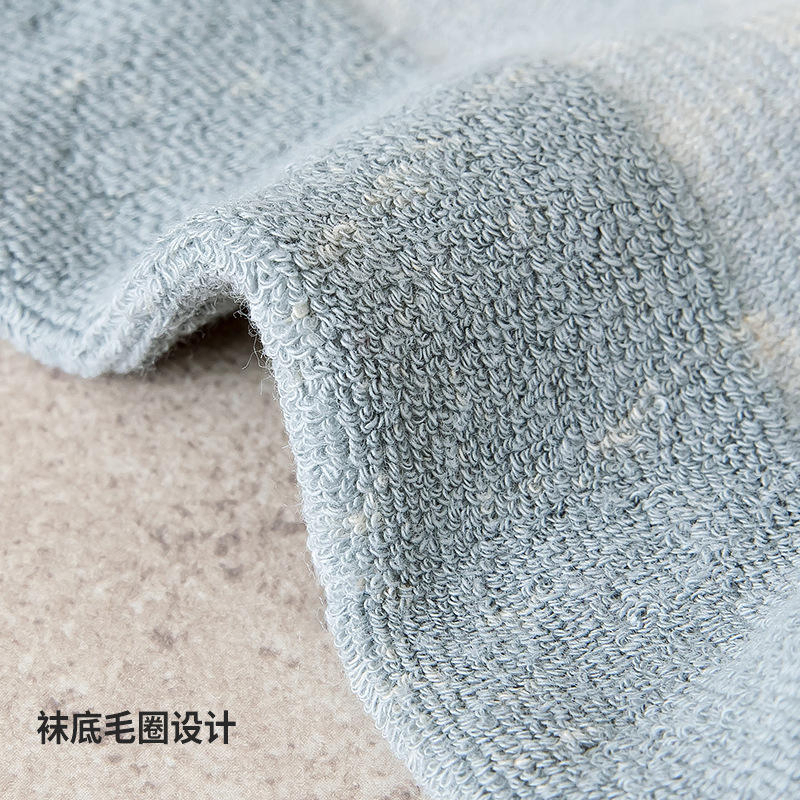 Meias de cano médio para mulheres em estilo pelúcia de outono e inverno, meias grossas de fio, moda desbotada e desgastada, meias de algodão tipo terry para homens