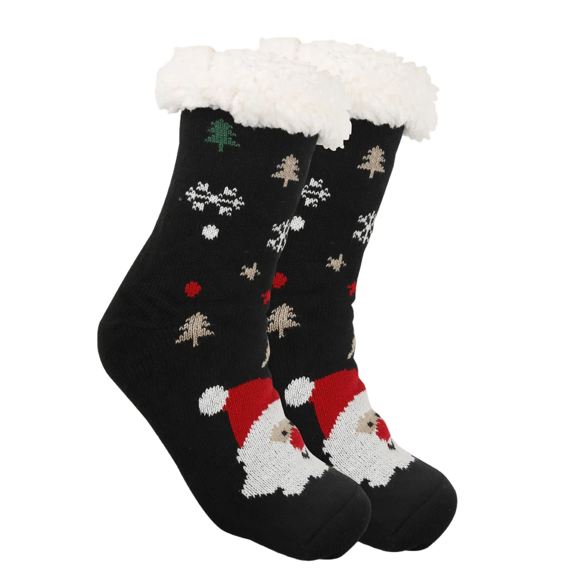 Meias de Natal para Mulheres com Grip Térmicas Quentes Felpudas Forradas de Fleece para Dormir