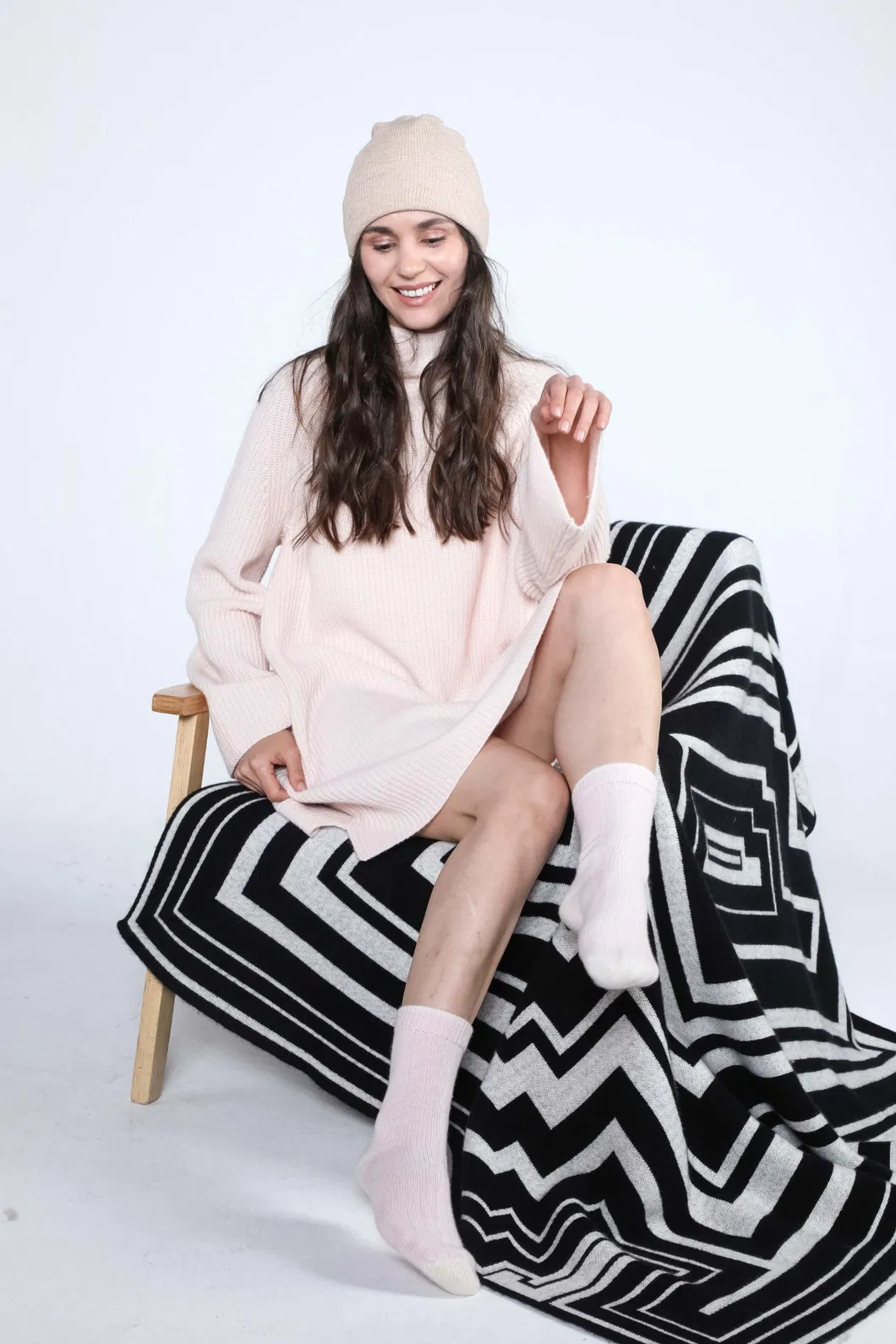Meias de Cama de Lã Merino / Cashmere Bicolor Acessórios de Vestuário
