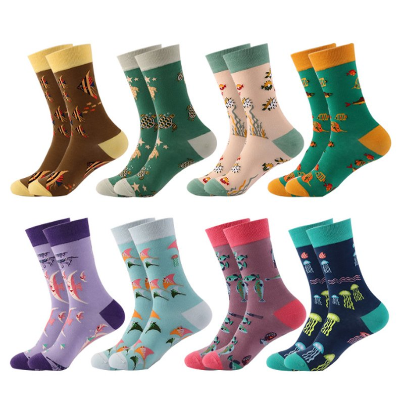 Meias de Algodão Personalizadas por Atacado 100 Moda Designer Felizes Meias Masculinas Crew Personalizadas OEM Melhor Novidade Divertidas Coloridas Engraçadas Meias de Algodão de Bambu