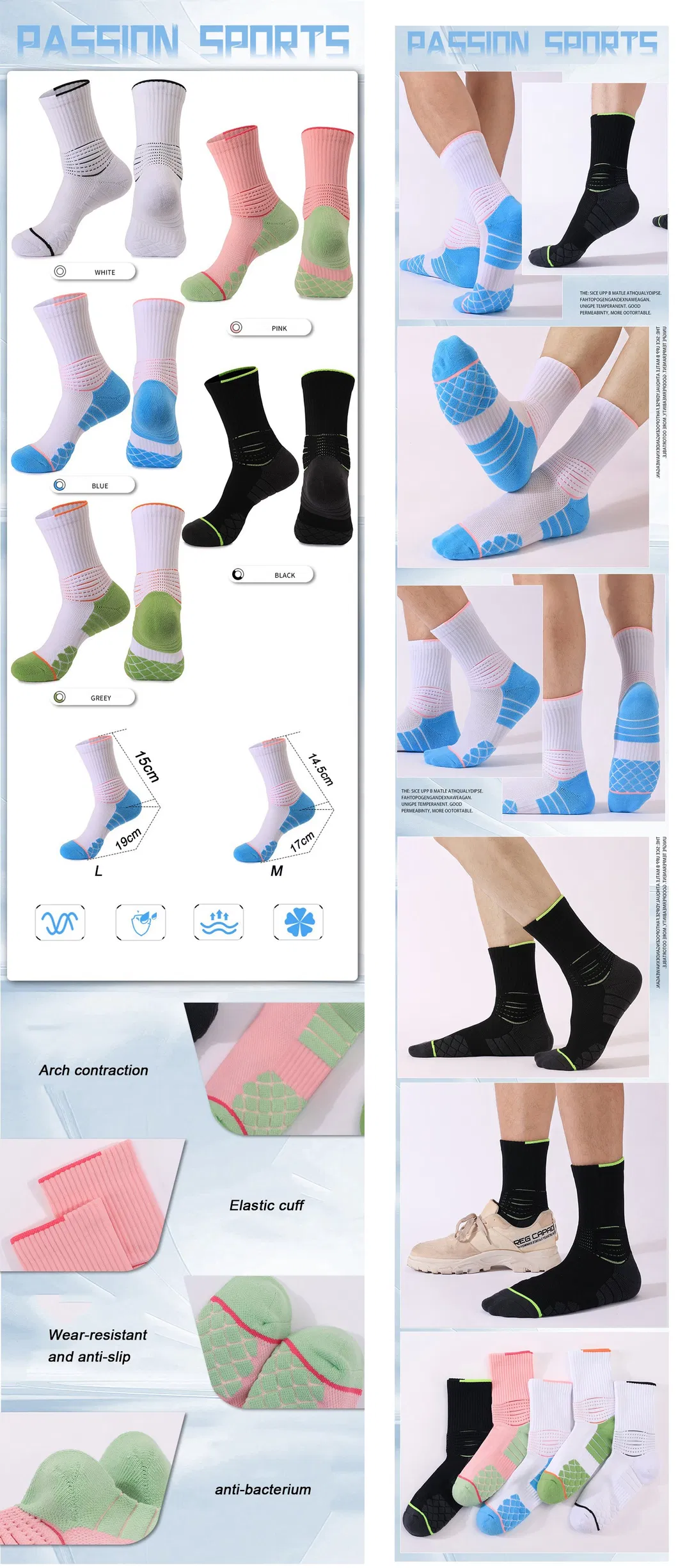 Meias Esportivas Masculinas Atacado Meia-Calf Basquete Toalha Corrida