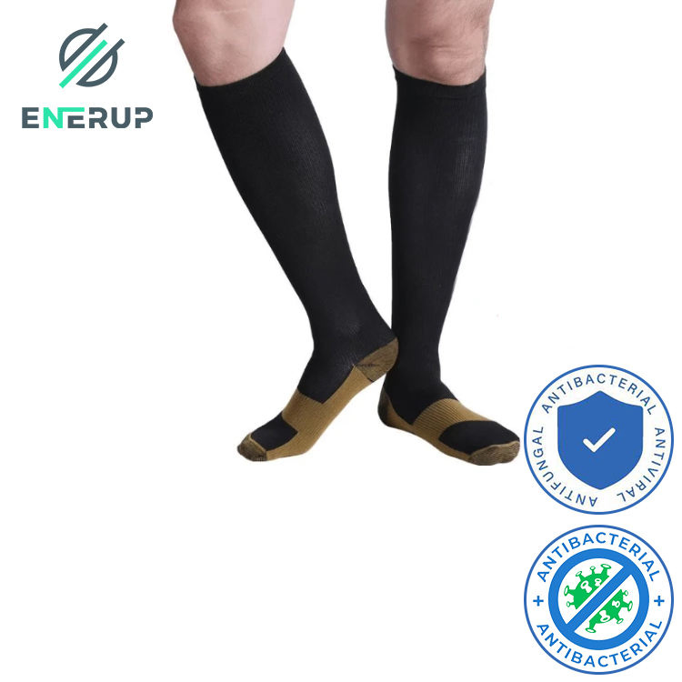Meias de Compressão Altas de Tornozelo com Reforço de Dedo, Nylon, Spandex, Controle de Umidade, Enerup