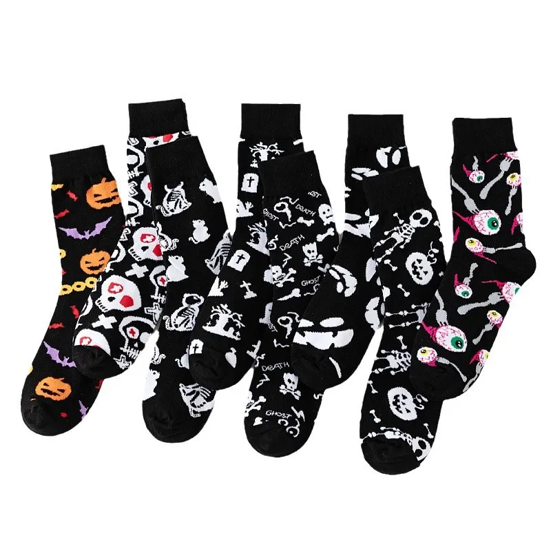 Meias Curtas de Algodão Preto Estampadas 4