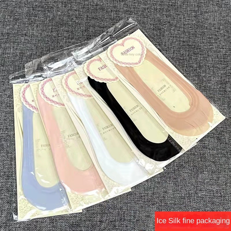 Meias de Seda de Gelo para Mulheres, Finas de Algodão, com Boca Rasa, Invisíveis, com Renda para o Verão