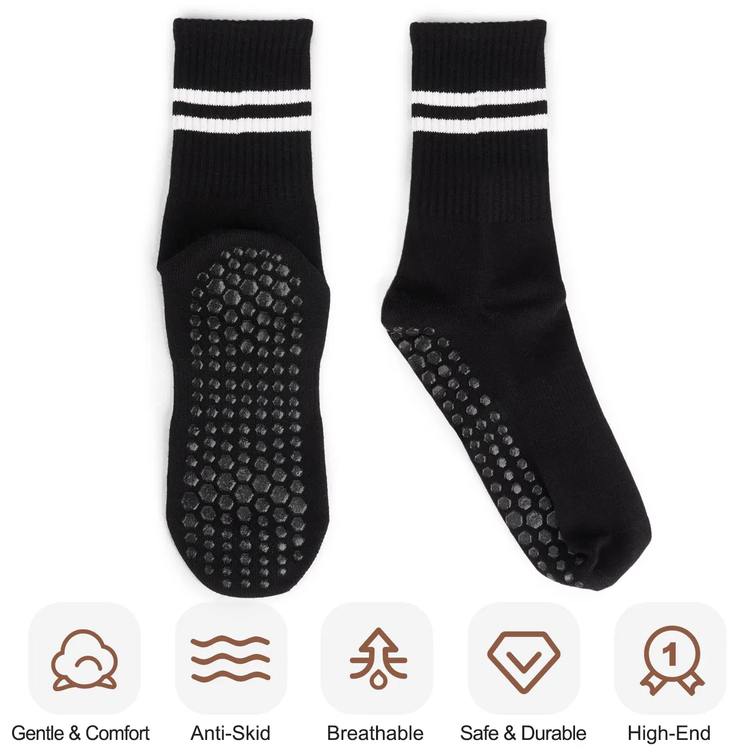 Meias de Yoga e Pilates de Algodão Antiderrapantes com Logo Personalizado da OEM
