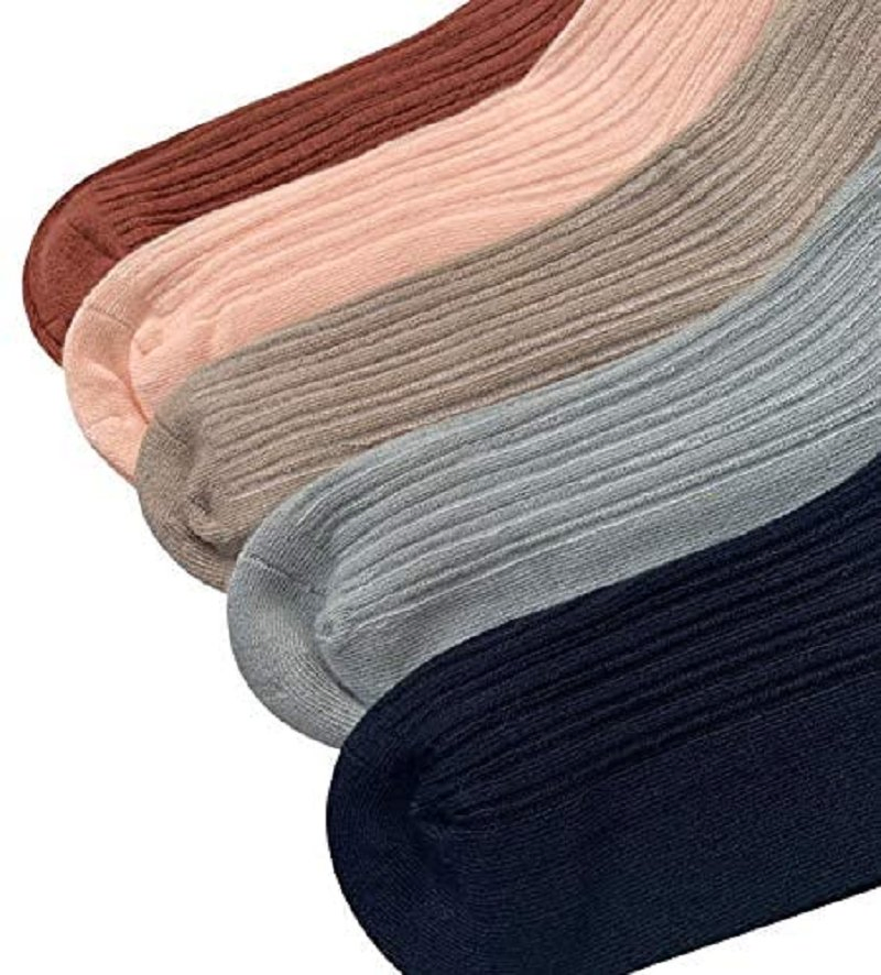 Meias Crew para Crianças em Bambu Stretch Respirável Menino Menina 5 Pares Meias de Esporte Tricotadas