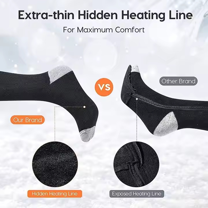 Meias de esqui térmicas elétricas recarregáveis para inverno, grossas, para caminhadas, para homens e mulheres