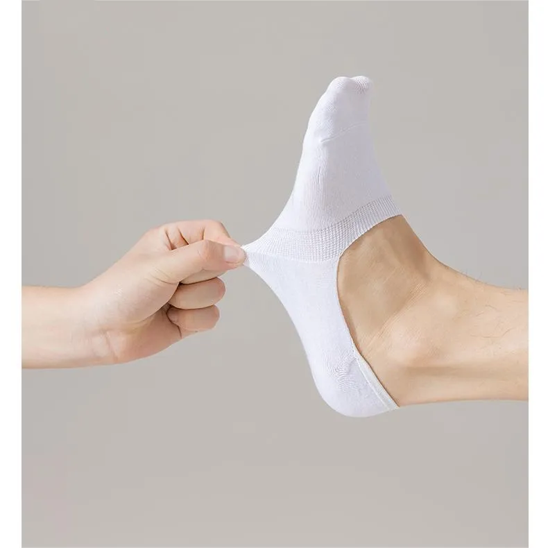 Meias de barco invisíveis de silicone antiderrapantes para homens de verão, meias de algodão respiráveis até o tornozelo