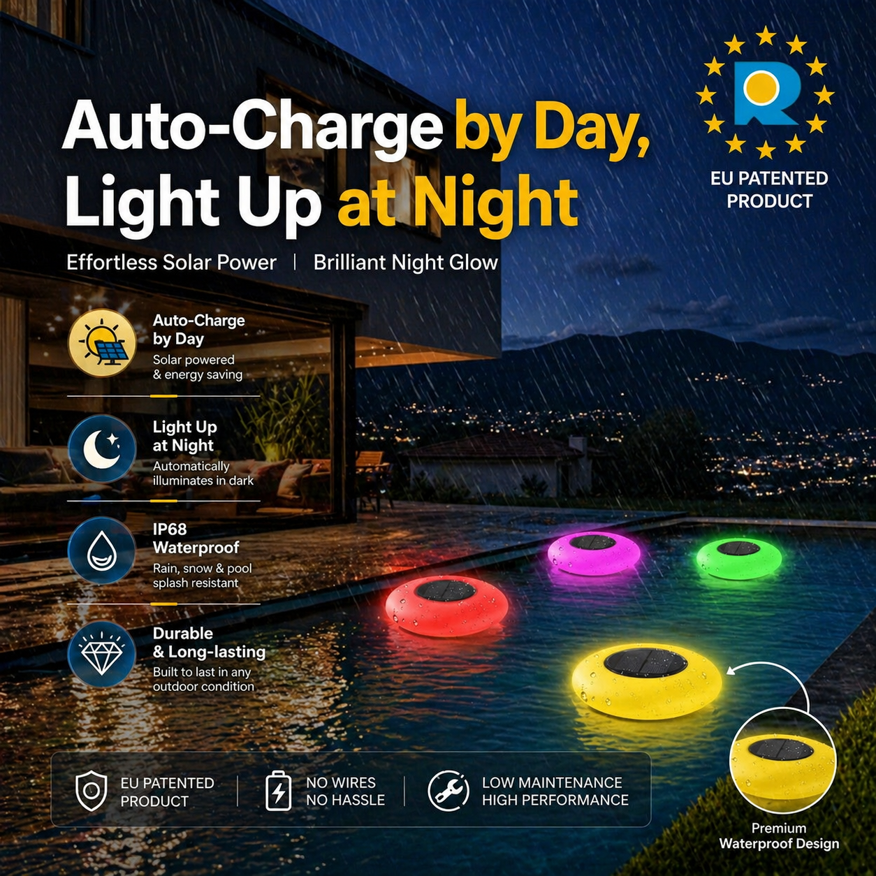 LED Solar Lights Water Floating Outdoor Ball Lamp Garden Balcony Festival Party Decoration IP68 Waterproof Light Swimming Pool