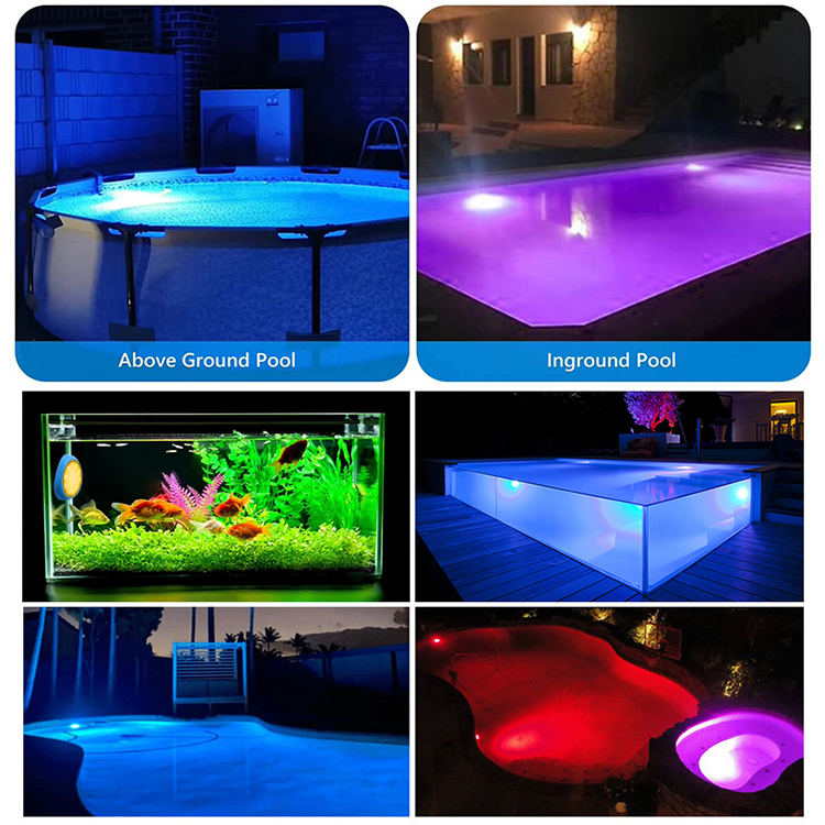 IP68 Waterproof 10W RGB Magnetic Underwater Submersible Above Ground APP Controlled Solar LED Pool Lights