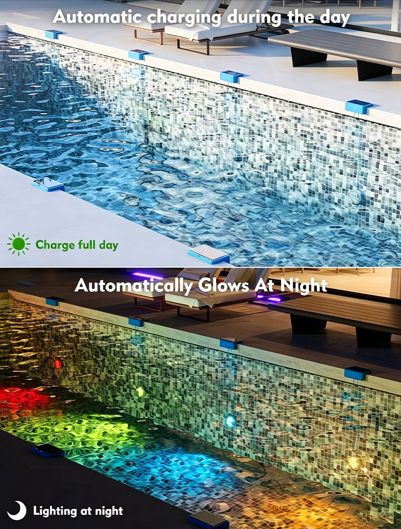 EGH Solar Ultra Thin 1W Waterproof Underwater Submersible Dive Multi Color Changing RGBW Wifi Led Nicheless Pool Light