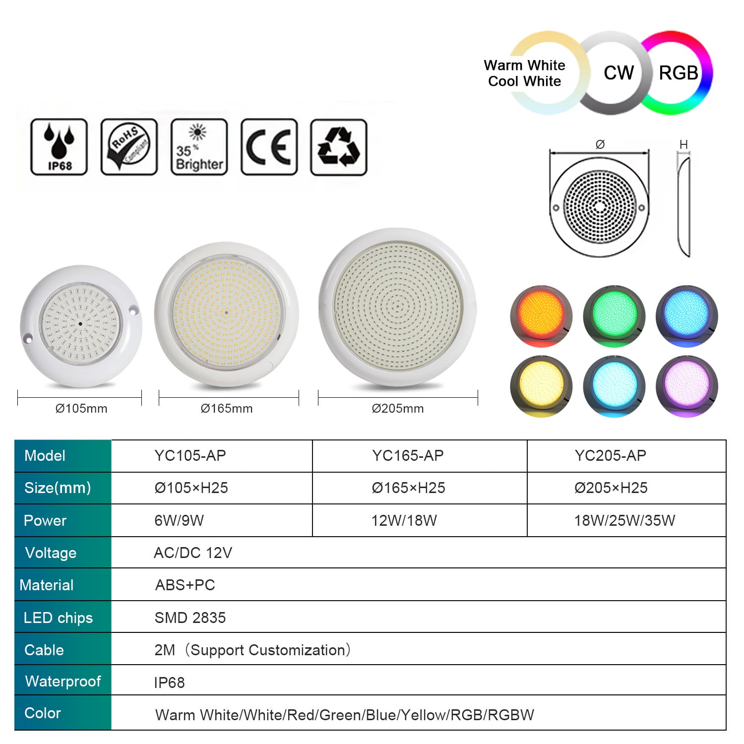 Ip68 Waterproof 12v Rgbw Wifi Control Smart App Tuya Remote Control For Swimming Pools Wholesale Supplier Led Pool Light