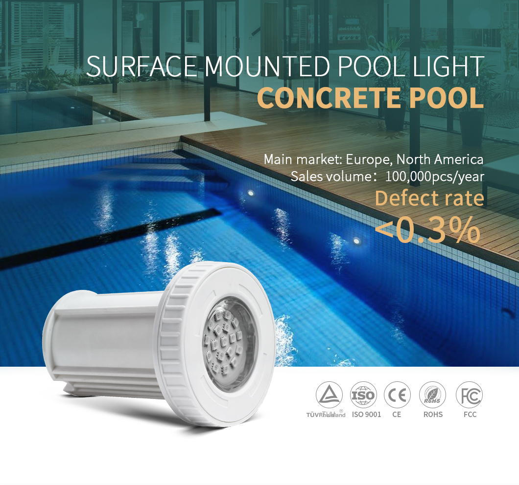 AC12V 3W IP68 Plastic RGB 100% Synchronous Control Underwater Concrete Swimming Pool Lights