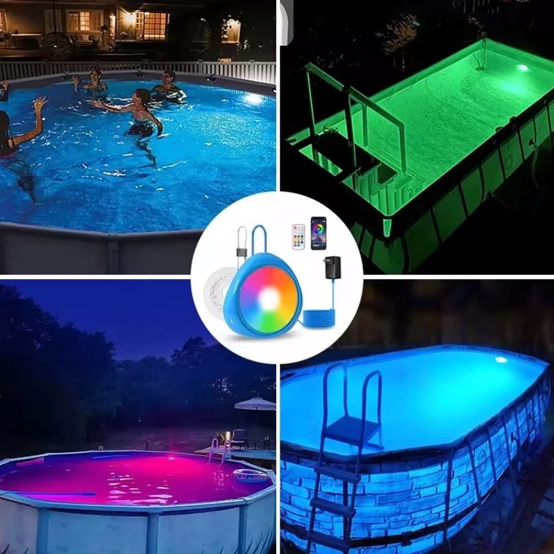 High Quality Magnetic RGB App Control &amp; Remote Control Underwater Lighting 10W/20W IP68 Color Changing LED Swimming Pool Light