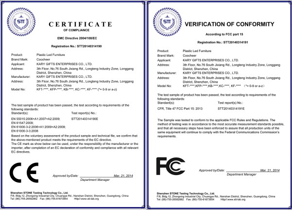 CE ROHS Certificates