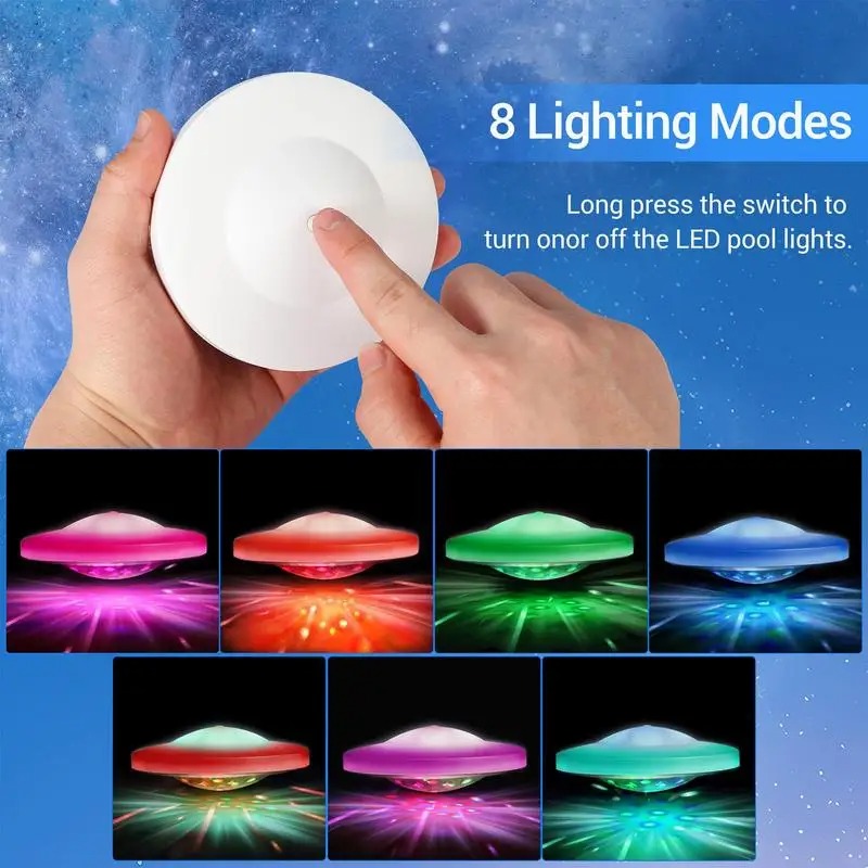 Floating Pool Lights Waterproof Pool Light Float Decoration Color Changing Light 7 Dynamic Effects Water Illumination