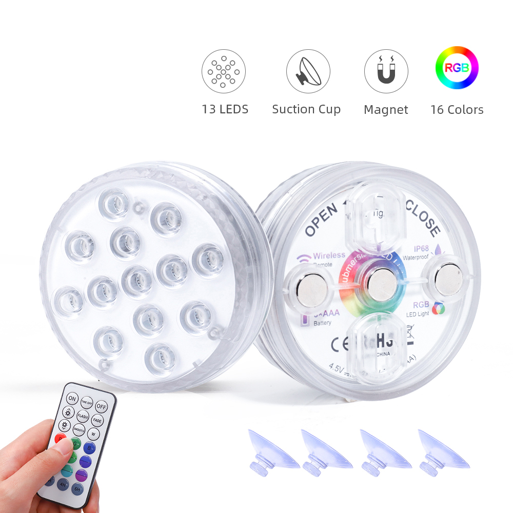 OEM IP68 Submersible Waterproof LED Pool Light Underwater LED Lights Remote 3 Magnets Swimming LED Pool Light for Wedding