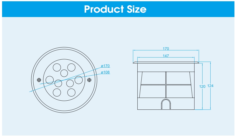 LED pool light specs outline