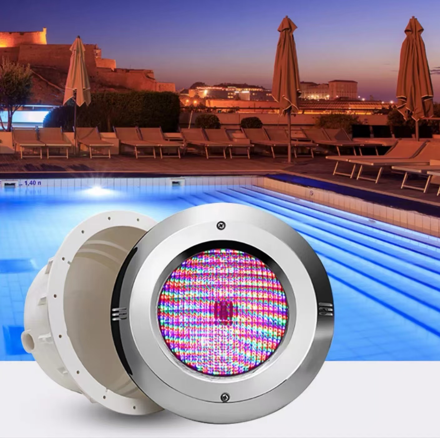 Swimming Pool Light Underwater Ip68 Waterproof Underwater Lamp 12V 24V Rgbw Color Change Led Submersible Fountain Ring Nozzle Lights