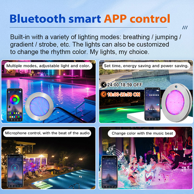 AC12V 10-Inch IP68 Waterproof Stainless Steel LED Underwater Swimming Pool Lights for Inground Pools RGB/RGBW Remote Control