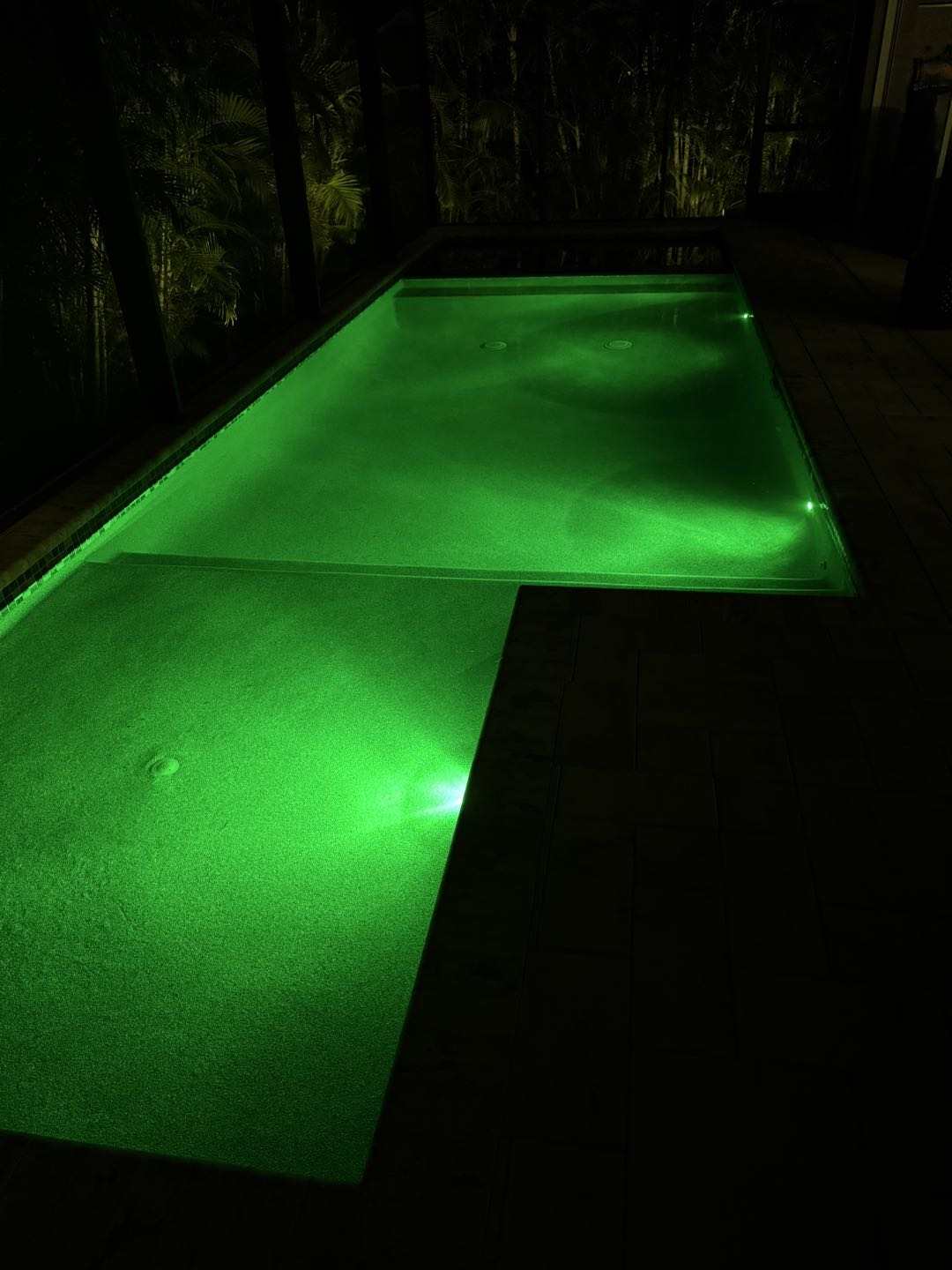 Customer pool installation blue light