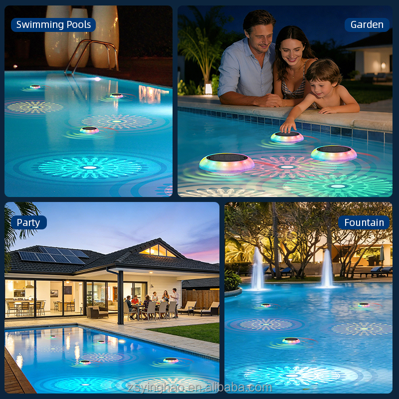 RGB Solar Swimming Pool Light IP67 Waterproof Outdoor LED Floating Pool Lights with Remote Control 360 Beam Angle