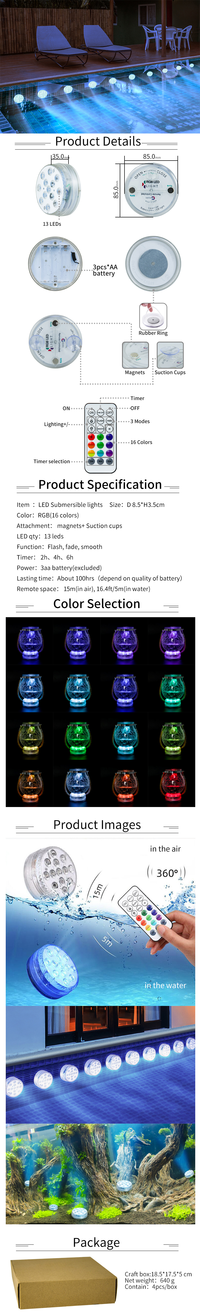 Submersible LED Pool Light Description