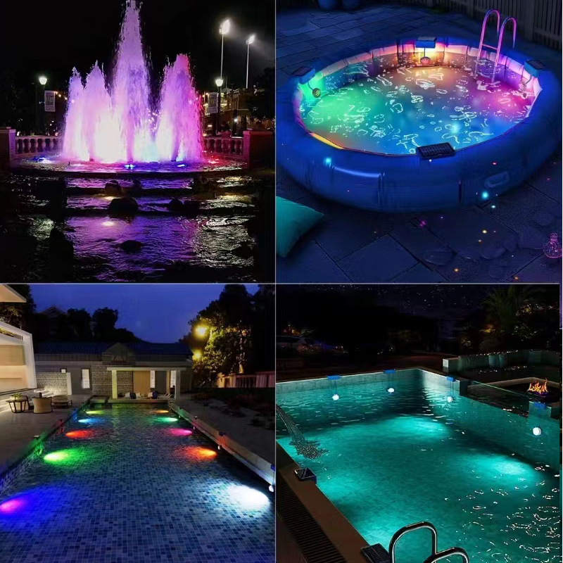 EGH Solar Ultra Thin 1W Waterproof Underwater Submersible Dive Multi Color Changing RGBW Wifi Led Nicheless Pool Light