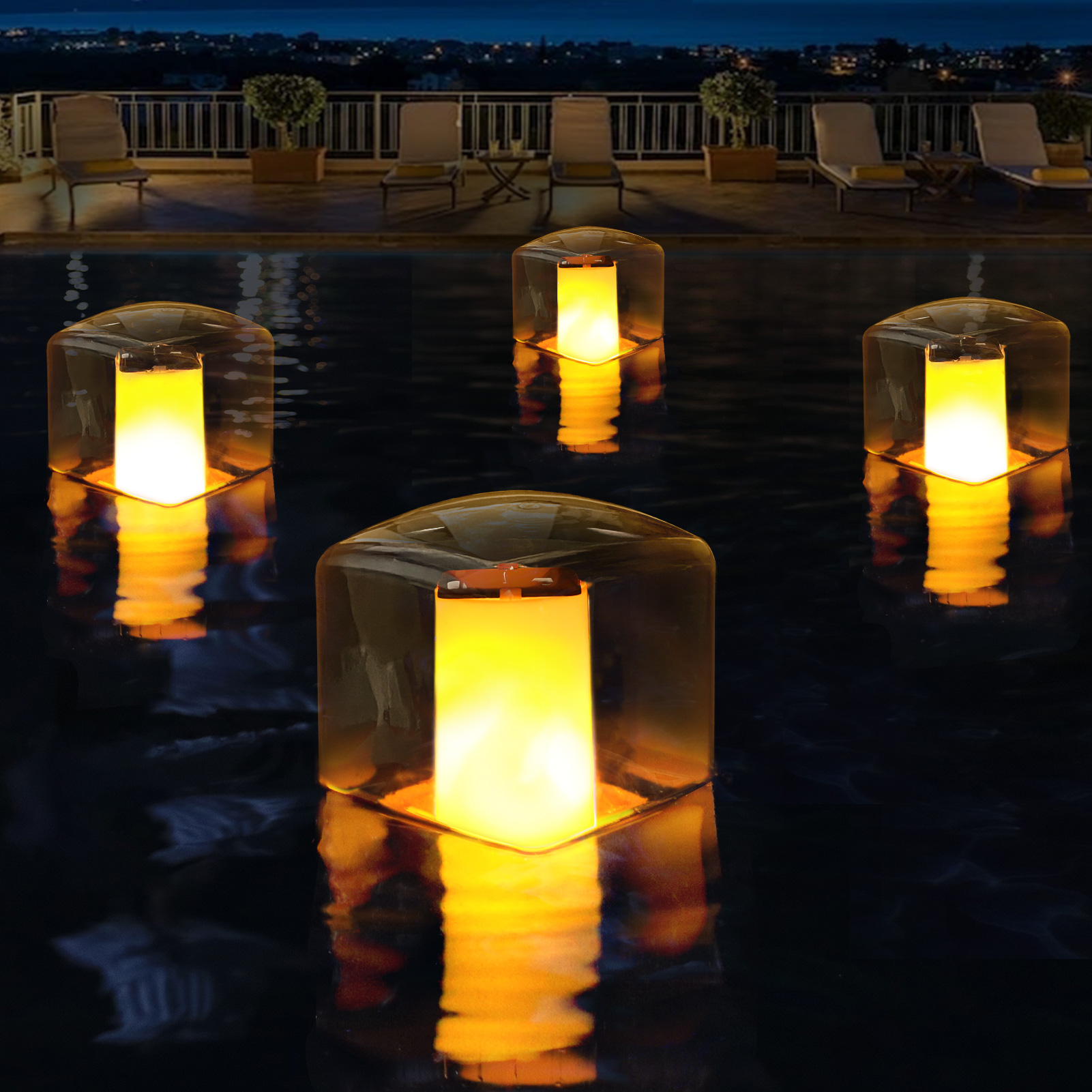 Hot Sale Garden Backyard Pond Party Festival Decor Outdoor LED Light Ball IP68 Waterproof Flame Solar Flame Floating Pool Lights