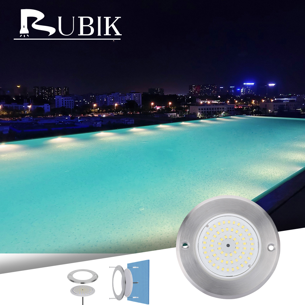 Rubik FD110 DC 12V IP68 Waterproof RGB Stainless Steel Underwater LED Swimming Pool Lights 2-Year Warranty High CRI 80 50000